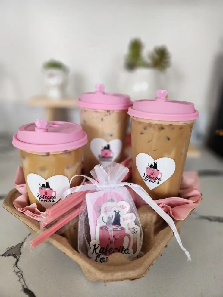 Signature pink coffee cups